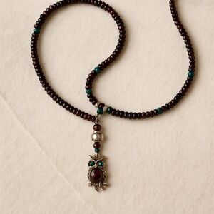 Native American Beaded Necklace Garnet Chrysoprase Kyanite 925 Silver